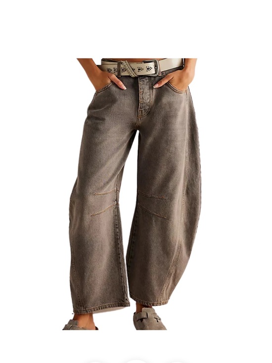We The Free Denim - WE THE FREE GOOD LUCK MID-RISE BARREL JEANS IN ARCHIVE GREY